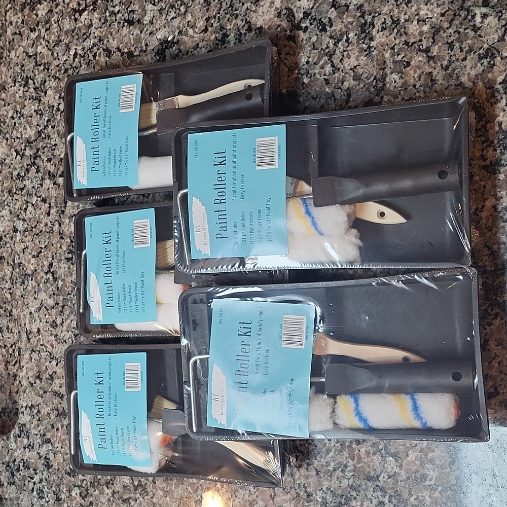 Lot of 5 Household Trends Pain Roller Kit new 5 piece mini, roller, brush, frame